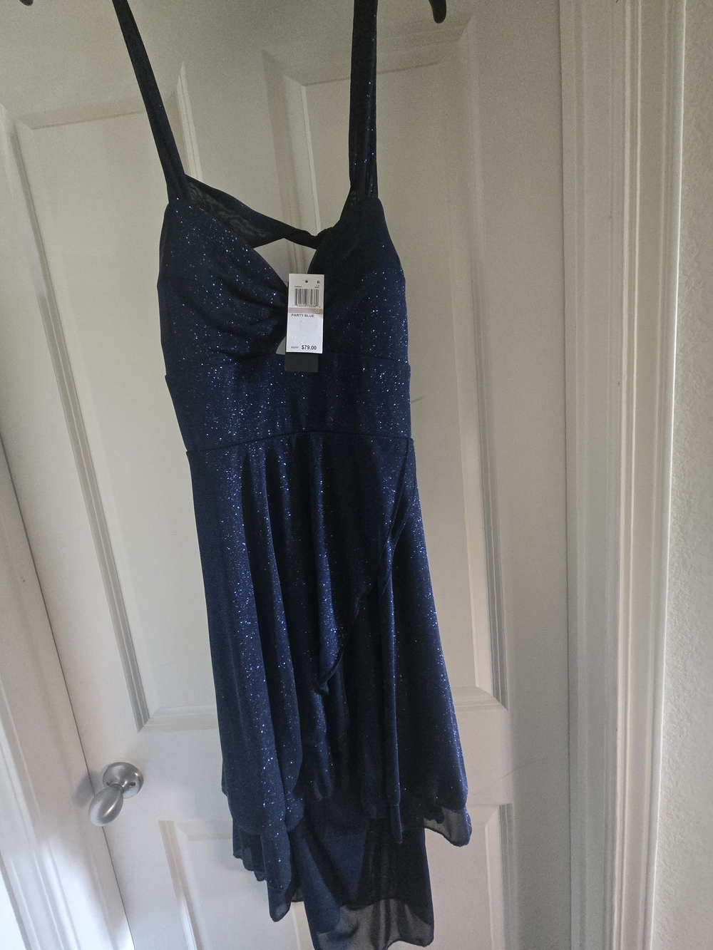 City Studio Navy Sparkle High-Low Dress